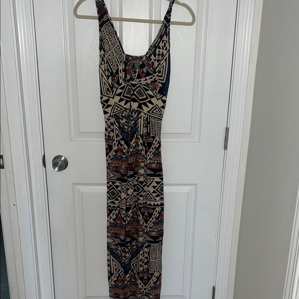 Angie Black and Cream Geometric Maxi Dress